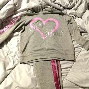 Gray, pink outfit